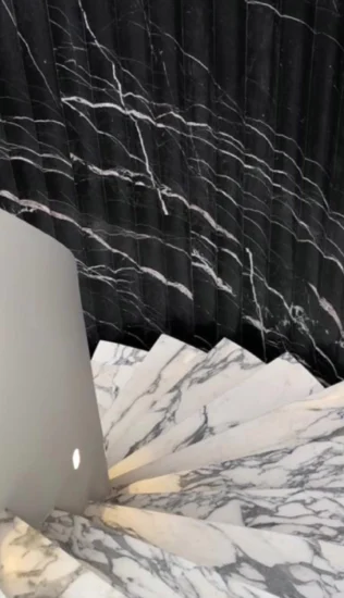 나선형 계단 벽 욕실 타일을 위한 자연석 Nero Marquina 검은 대리석